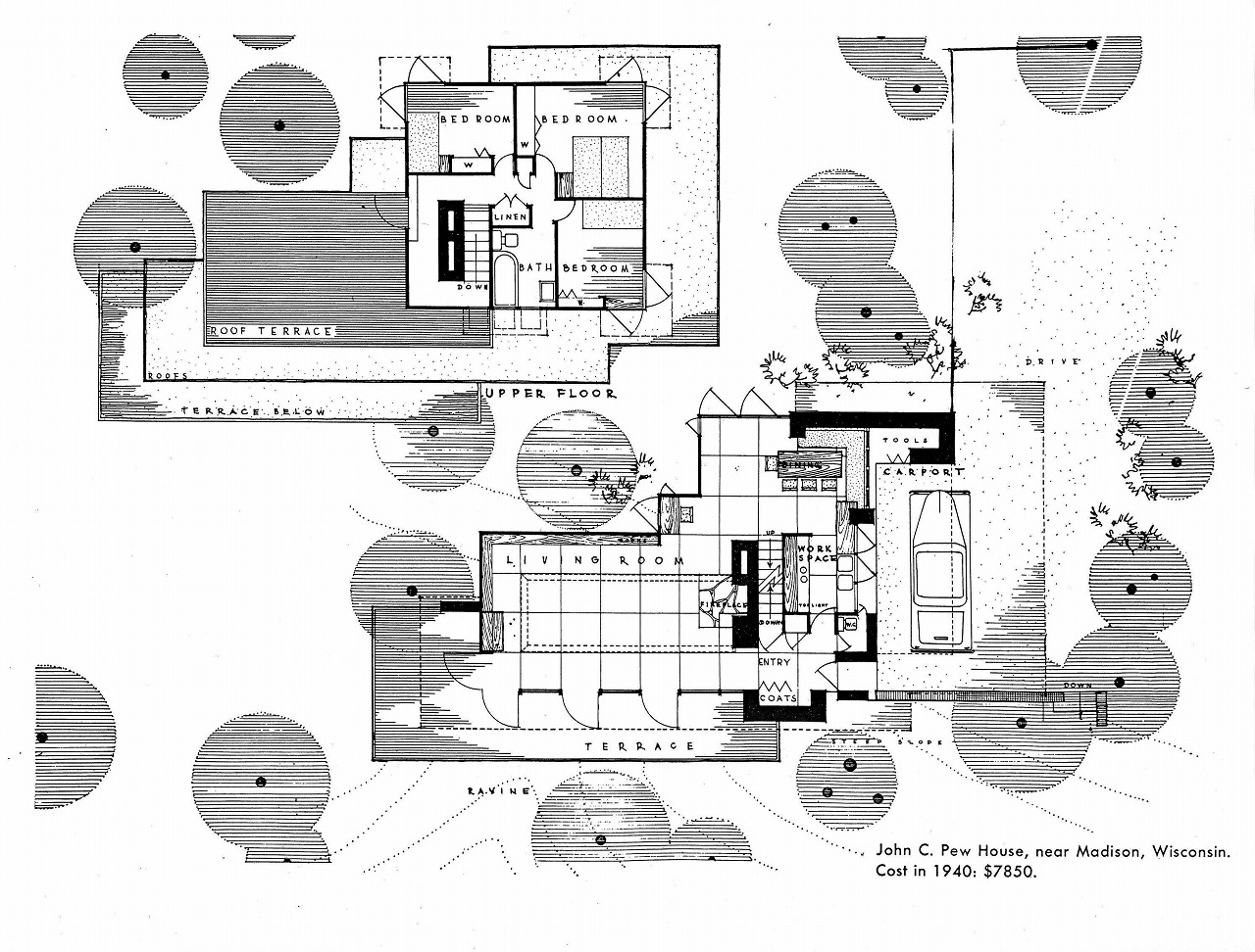 Pew House (1937) – Frank Lloyd Wright