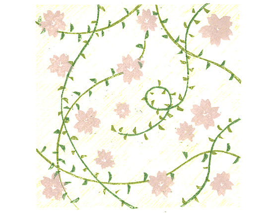 たかだみつみ木版画桜