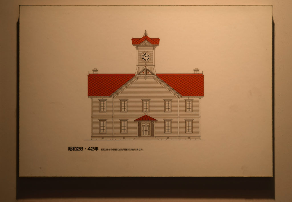 札幌時計台の赤と白の外観イラスト