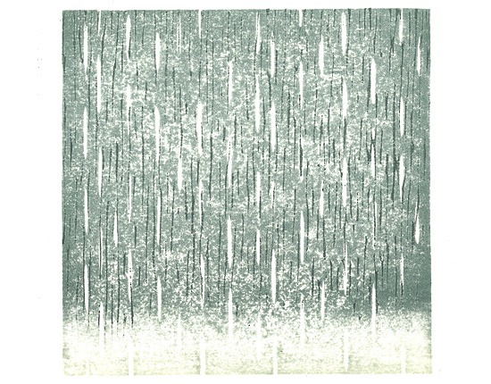 利休鼠の雨版画